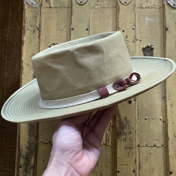 VINTAGE CUSTOM MADE BEE HATS BOHO TAN NEUTRALS VERSATILE SUN HAT M OS UNISEX ? - Picture 7 of 10